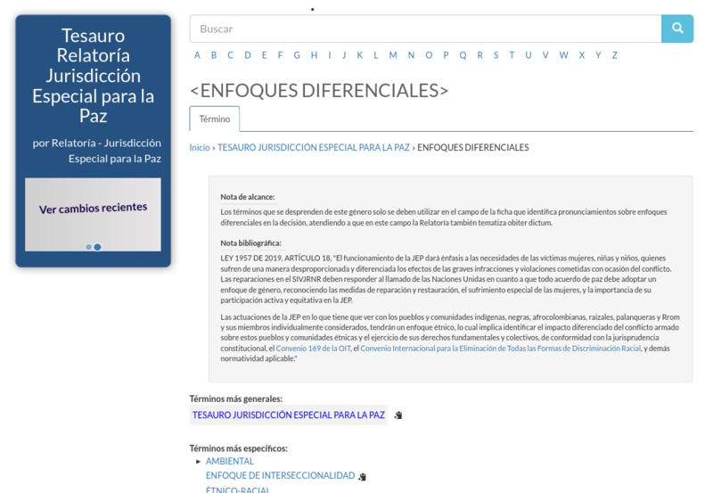 Tesauro Relatoría Jurisdicción Especial para la Paz